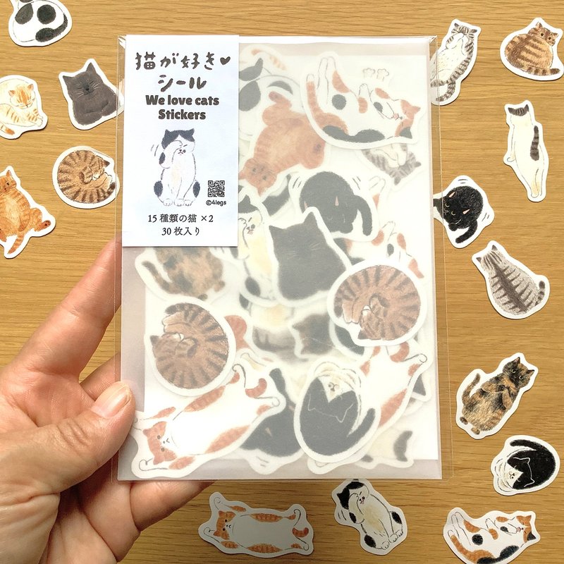 フレークシール　猫が好き - 貼紙 - 紙 