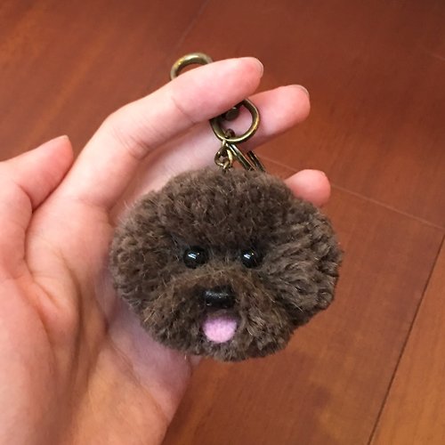 VV Pet 客製化寵物紀念品 純手工迷你巧克力貴賓寶寶鑰匙圈