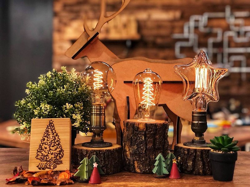 Log Shaped Table Lamp-Gift/Birthday Gift/Handmade Gift - โคมไฟ - ไม้ สีนำ้ตาล