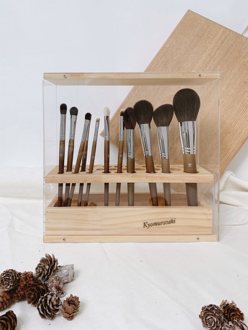 Wooden makeup brush organizer - Storage - Wood Khaki