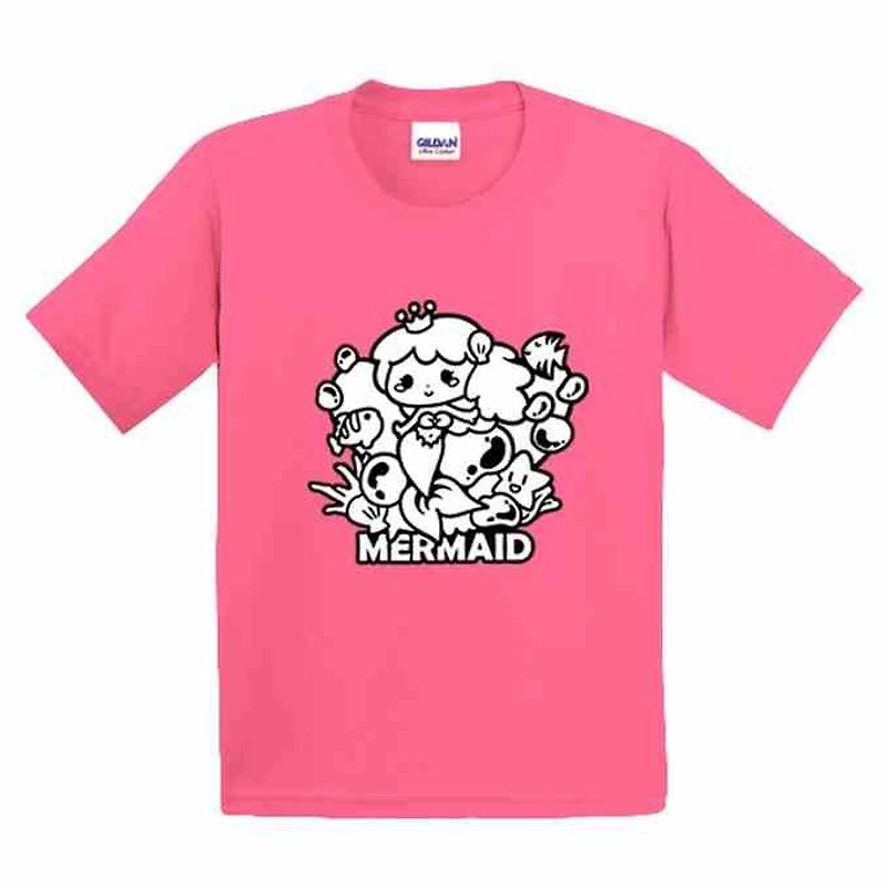 Painted T-shirt | mermaid | US cotton T-shirt | Kids | Family fitted | Gifts | painted | peach red - Other - Cotton & Hemp 