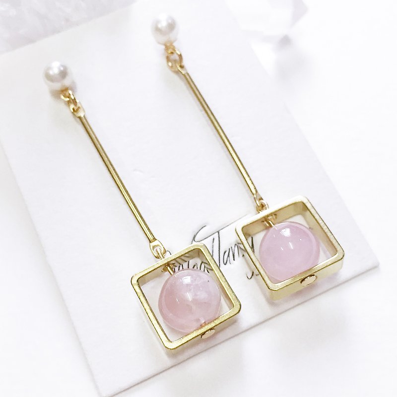 Rose Quartz pink colour  Non allergic earrings  - Earrings & Clip-ons - Gemstone Pink
