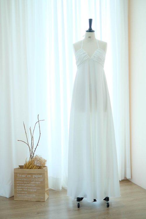 KEERATIKA Off white bridesmaid dress floor length halter maxi backless party dress