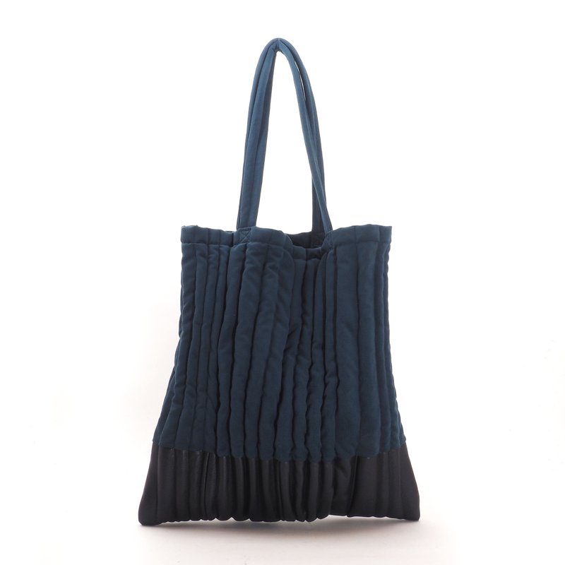 無厚度海綿包 2 (深綠 x 深藍) / 大容量 / 肩背 / 麂皮感 / 人工皮革 + 真皮 / T086 - 手提包/手提袋 - 真皮 綠色