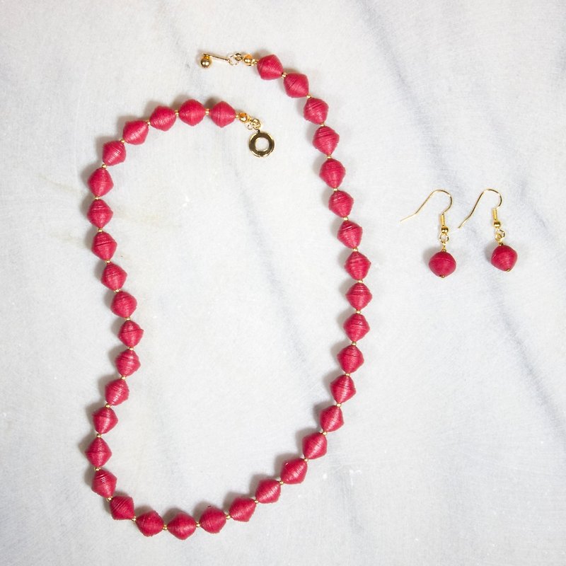 Basic bead necklace (multi-color optional) - สร้อยคอ - กระดาษ สีแดง