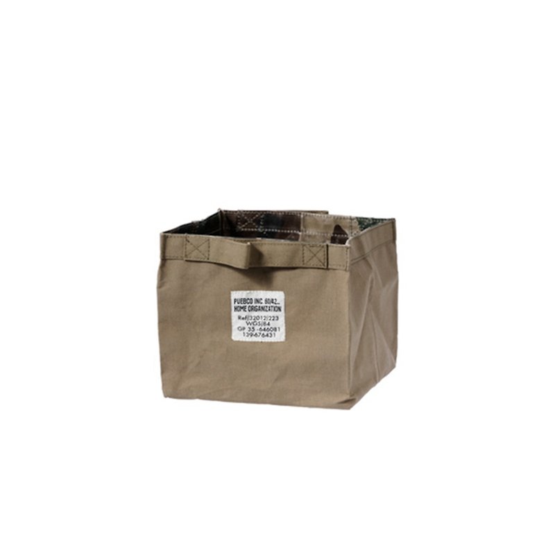 LAMINATED FABRIC ORGANIZER Square Olive S Multifunctional Storage Bag-Small Army Green - กล่องเก็บของ - วัสดุกันนำ้ สีกากี