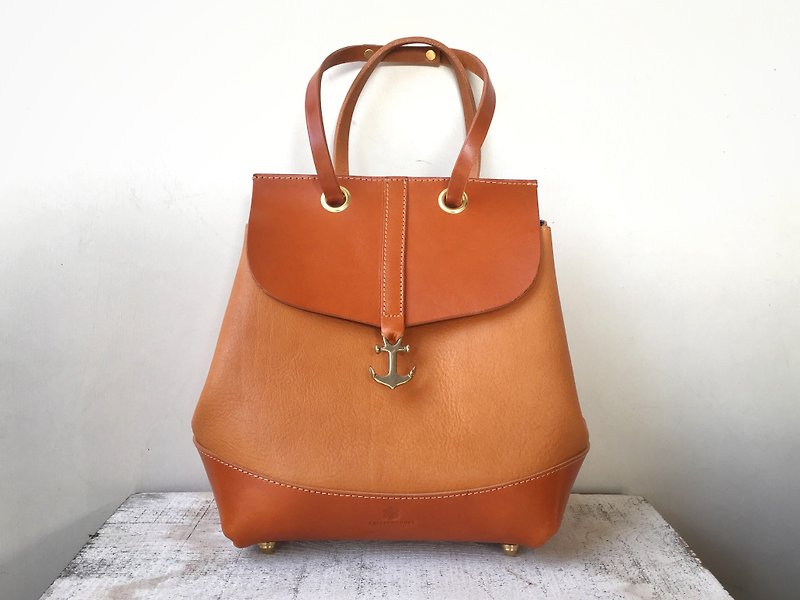 JAPAN leather 2way bag lechuza camel - Messenger Bags & Sling Bags - Genuine Leather Khaki
