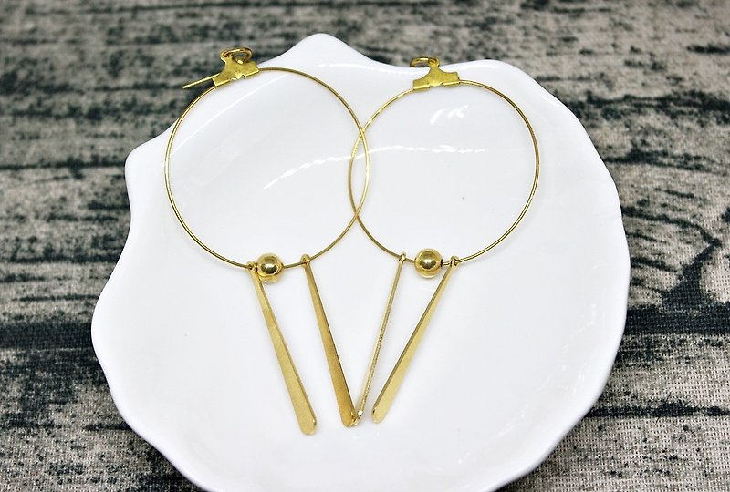 Pure brass ring type walkway * * - # pin earrings European and American fashion wealthy earrings # # # - ต่างหู - โลหะ สีทอง