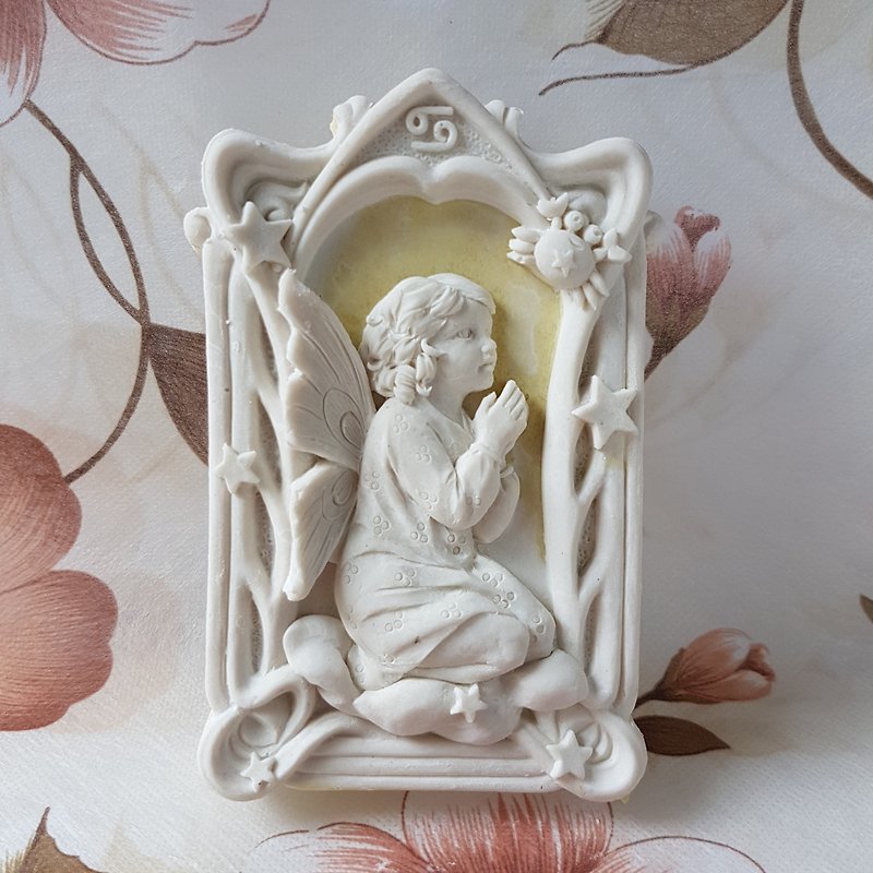 Aroma Stone wall plaque -  Zodiac praying angel, Cancer v.2 - Fragrances - Other Materials Yellow