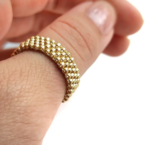 JuJuJewelryShop Gold bead ring Silver handmade ring Beautiful elastic ring
