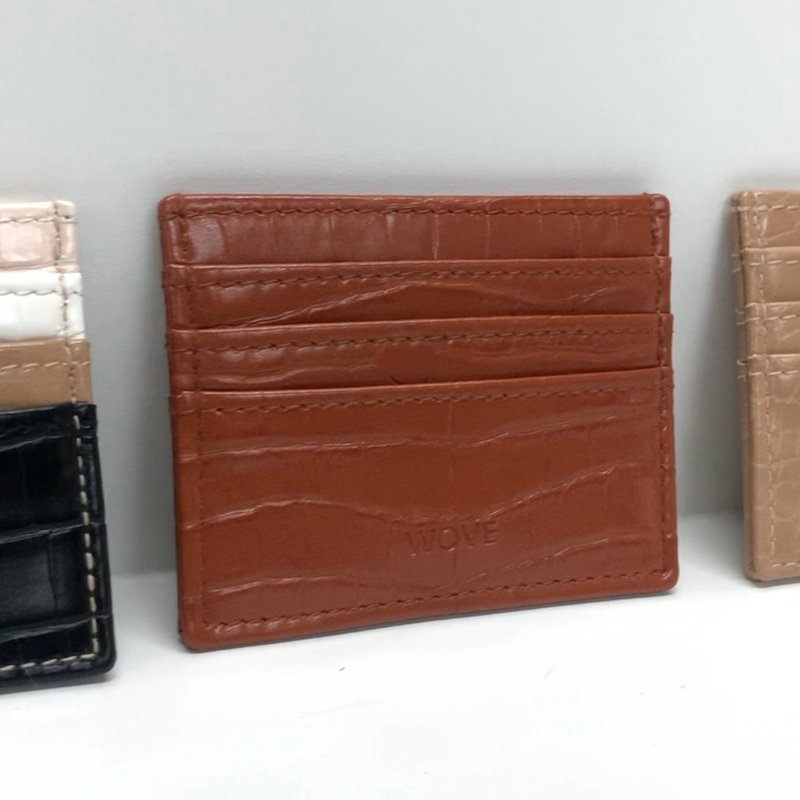 WOVE - Card Holder (Croco Texture) in Brown - Other - Faux Leather Brown