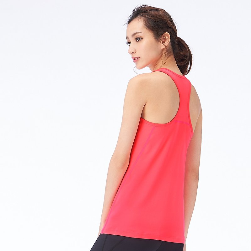 【MACACA】classic 3D背心- ASE1623 桔紅 - 瑜珈服/瑜珈褲 - 聚酯纖維 紅色