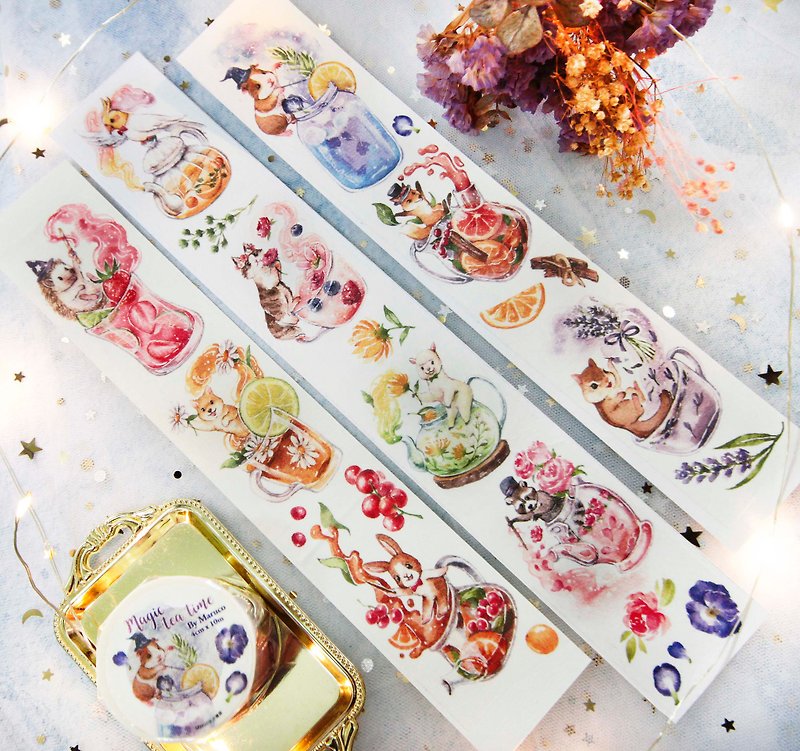 Magic tea party - 4cm Japanese washi tape - Washi Tape - Paper Multicolor