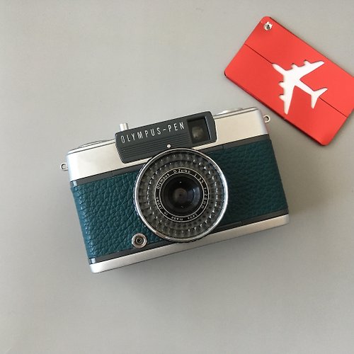 contrail-camera 奧林巴斯PEN EE-2半尺寸膠片相機 帶綠色皮革