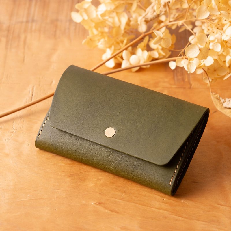 Simple gusseted card case business card holder Patan-card with gusset #Olive [School entrance celebration] [Employment celebration] [Customizable gift] - อื่นๆ - หนังแท้ สีเขียว