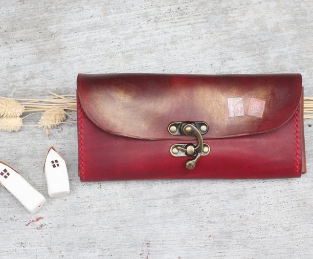 Accordion vegetable tanned leather long wallet - Lisbon Story