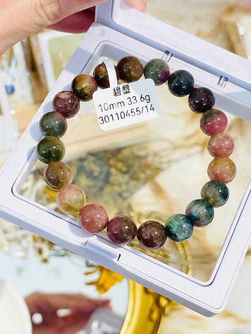 天然石✨カラフルトルマリンブレスレット2点セット♡ カラフル トルマリン＆波チェーンの2連ブレスレット 10月誕生石