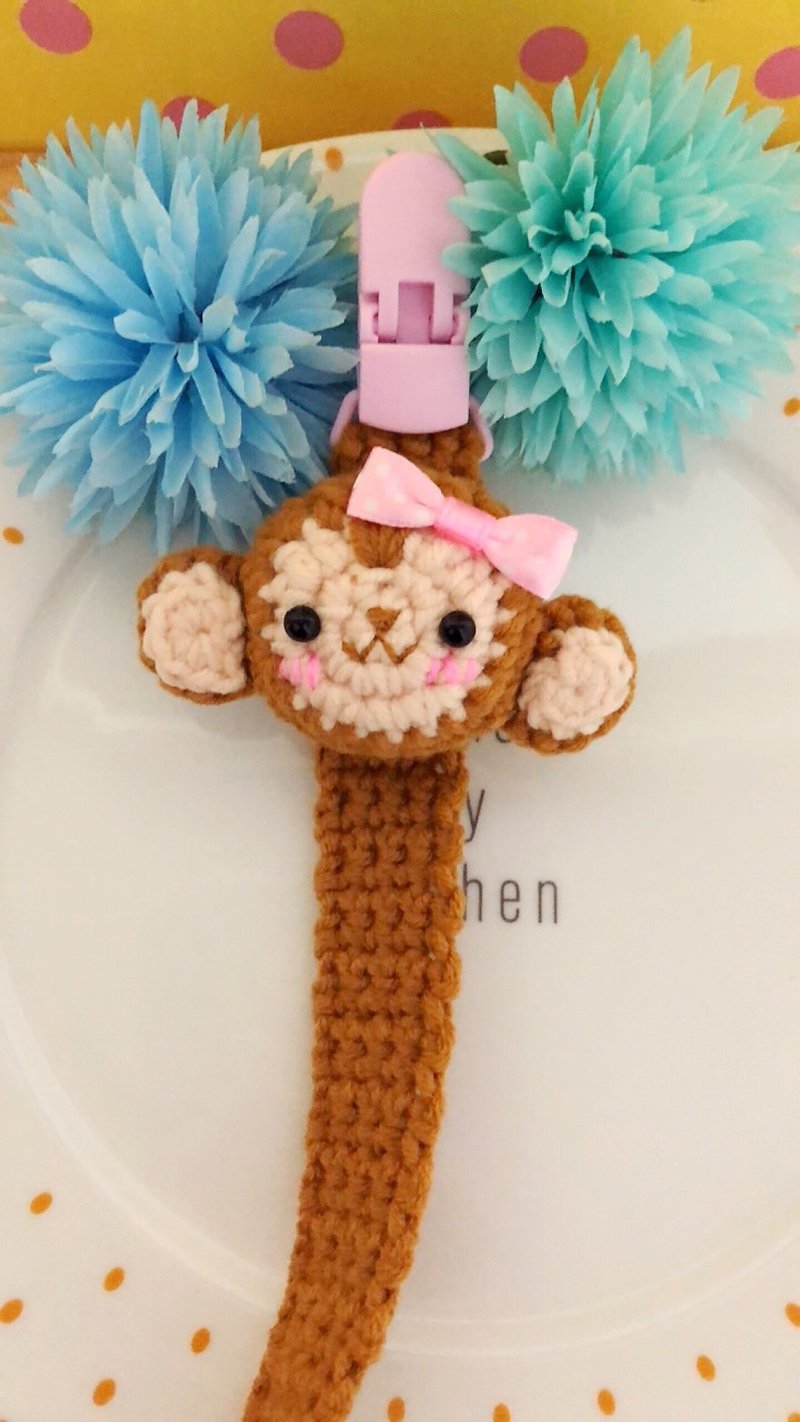 Chuchu Handmade Three-dimensional Monkey Knitted Nipple Clip - ขวดนม/จุกนม - วัสดุอื่นๆ 