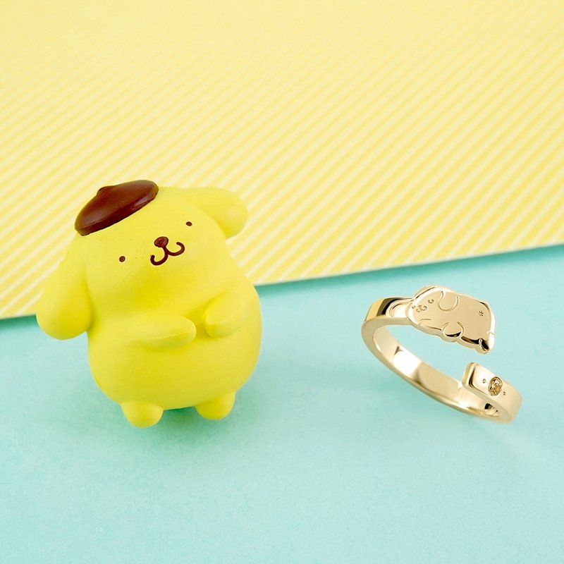 Pudding Dog Happy Friends Series - Papa Pudding Dog Sterling Silver Ring - General Rings - Sterling Silver Gold