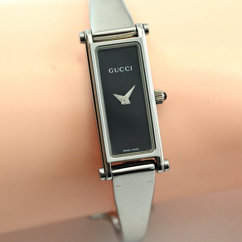 Free Shipping GUCCI Bangle Watch 1500L Women's Size 14.5cm Vintage Black Silver - Women's Watches - Stainless Steel 