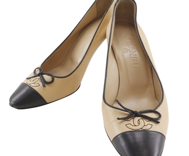 【美品】CHANEL シャネル パンプス　リボン　ココマーク　レザー 日本直送】シャネル CHANEL ココマーク リボン パンプス バイ