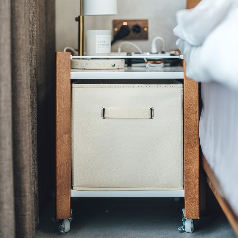 標準 ‧ 邊几 / 床邊收納架【中 / 含布籃】 - 置物架/籃子 - 木頭 