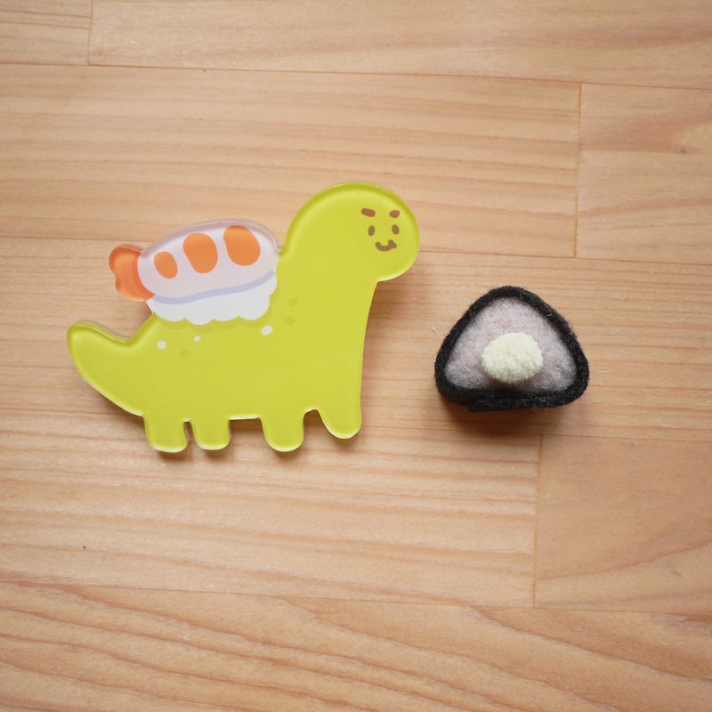 Acrylic pin / shrimp sushi small hole dragon - Badges & Pins - Acrylic Yellow