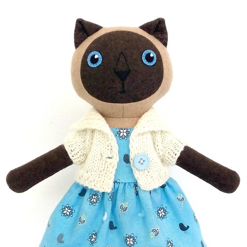 TweedyLand Beige Thai cat girl, handmade cashmere doll, wool plush kitten toy