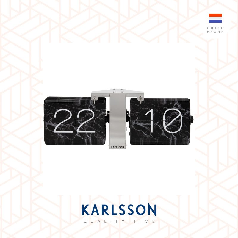 Karlsson, Flip clock No Case marble balck, chrome stand, BOX32 Design - Clocks - Other Metals Black