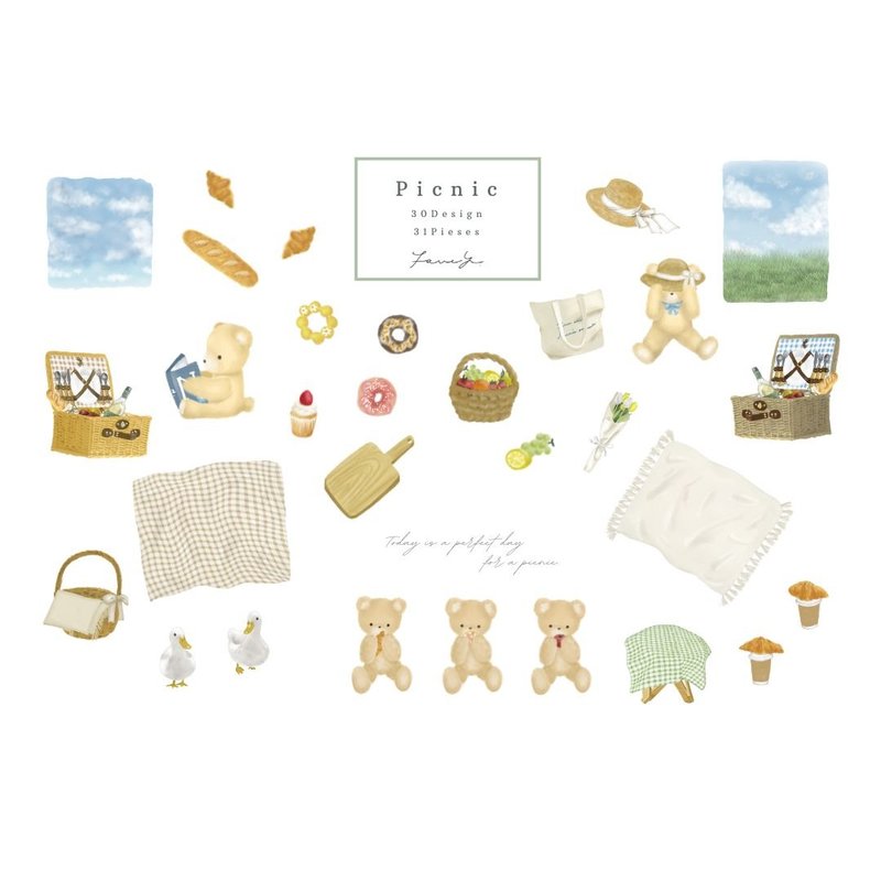 Picnic　スクラップブッキング用イラスト集　コラージュ素材　デザインペーパー - 其他數位商品 - 其他材質 
