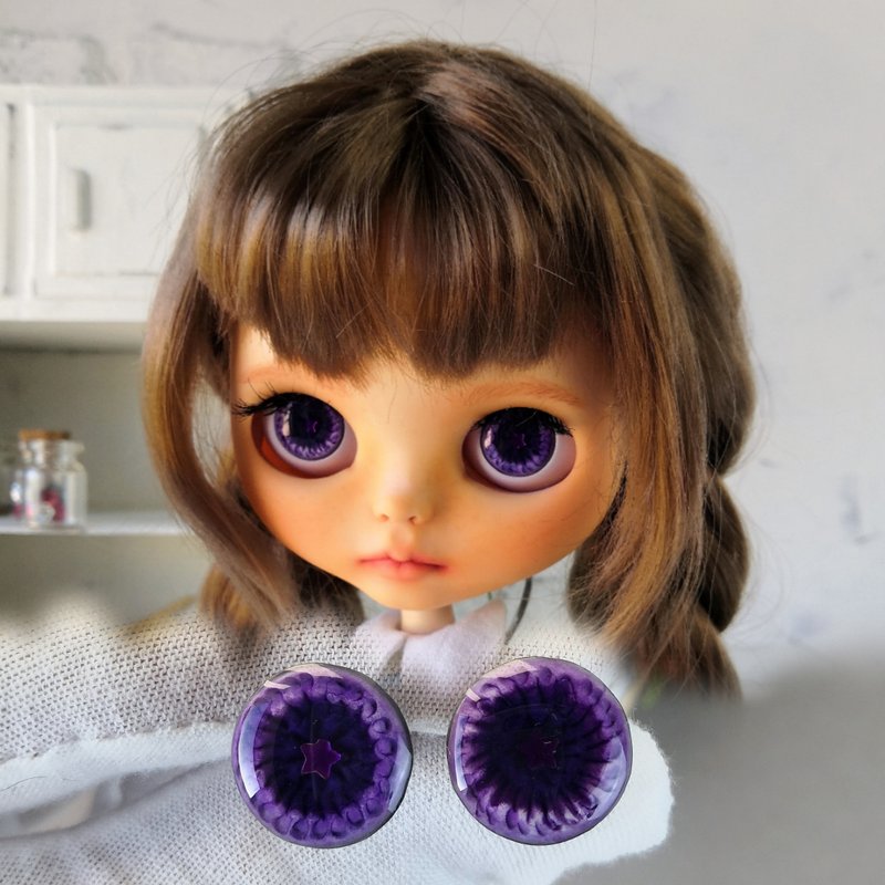 Purple 3D Eye chips 14mm, doll Eye chips for Custom Blythe - ตุ๊กตา - เรซิน 