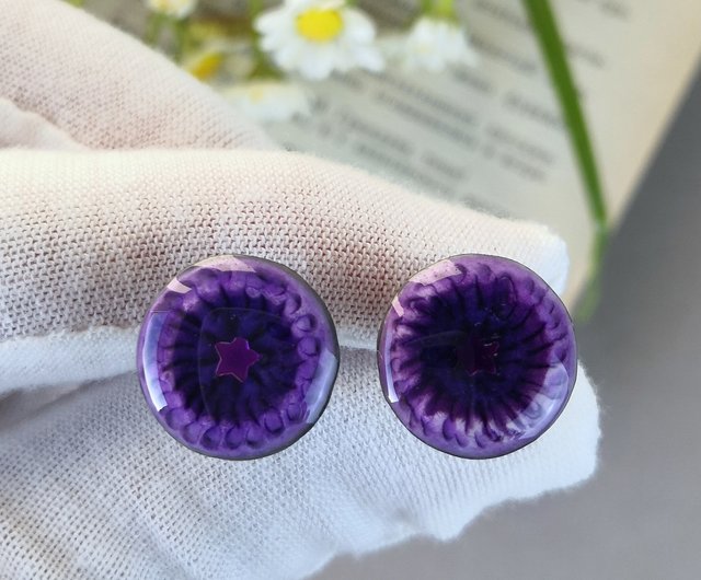 パープル 3D アイチップ 14mm、カスタムブライス用ドールアイチップ