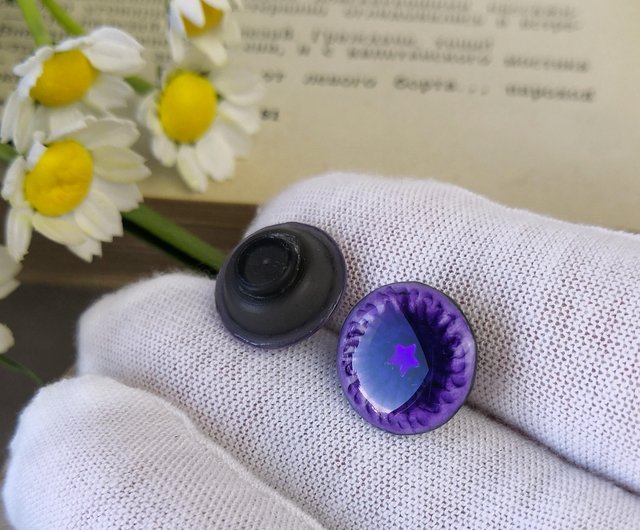 パープル 3D アイチップ 14mm、カスタムブライス用ドールアイチップ