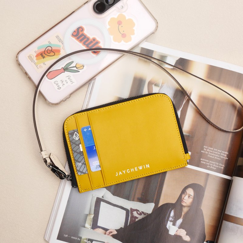 錢包短夾 錢包 Flat Wallet 短皮夾 - Mustard Yellow 黃 皮夾 - 錢包/皮夾/長短夾 - 真皮 黃色