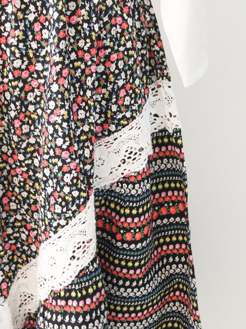 レトロな農村素朴なヨーロピアンスタイルの花のヴィンテージのドレスヨーロッパのヴィンテージスカート - スカート - コットン・麻 ブルー