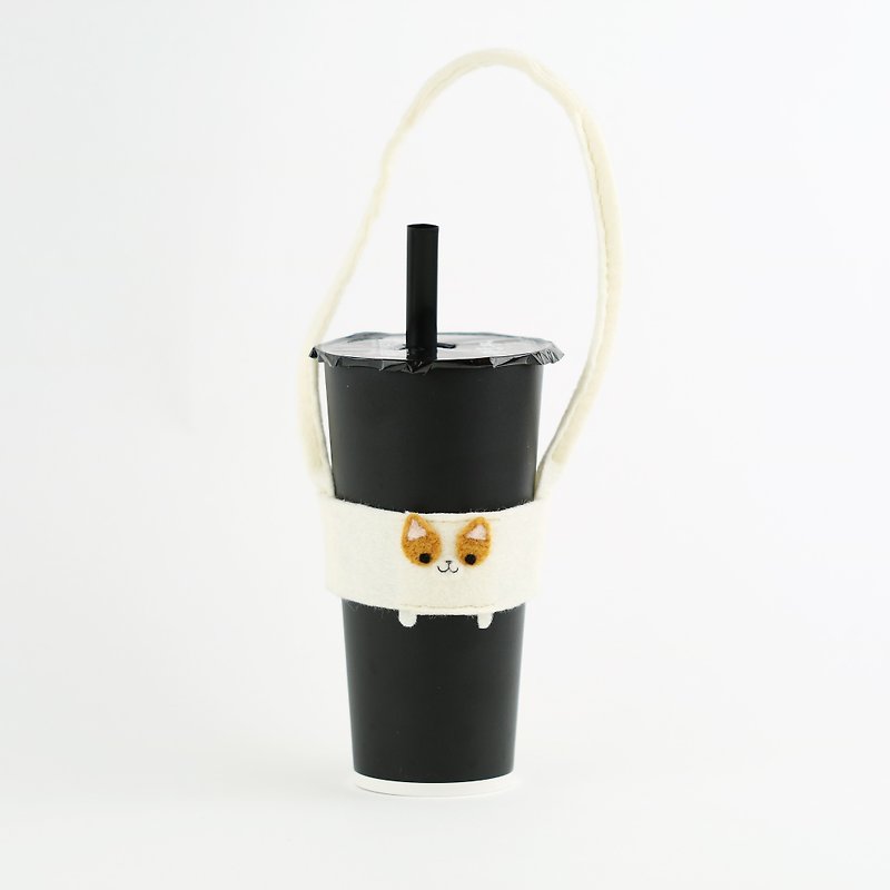 Corgi beverage/potted plant bag beverage cup holder - Beverage Holders & Bags - Wool 