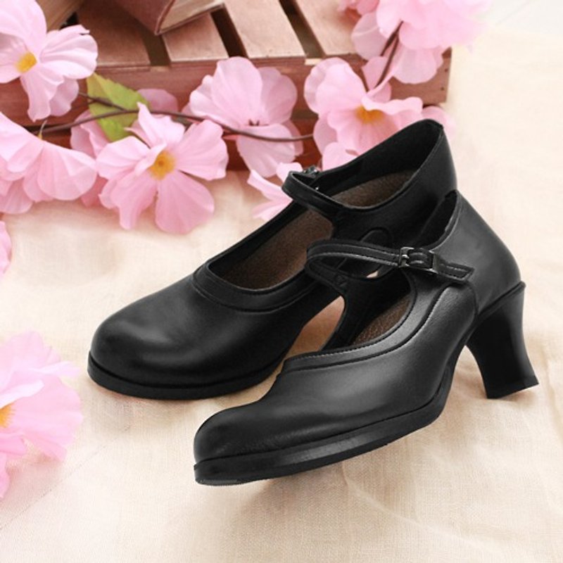 Comfort pumps for running, straps, ceremonial occasions, made in Japan, OL578 [Shipped in 10-24/40 days] - High Heels - Faux Leather Black