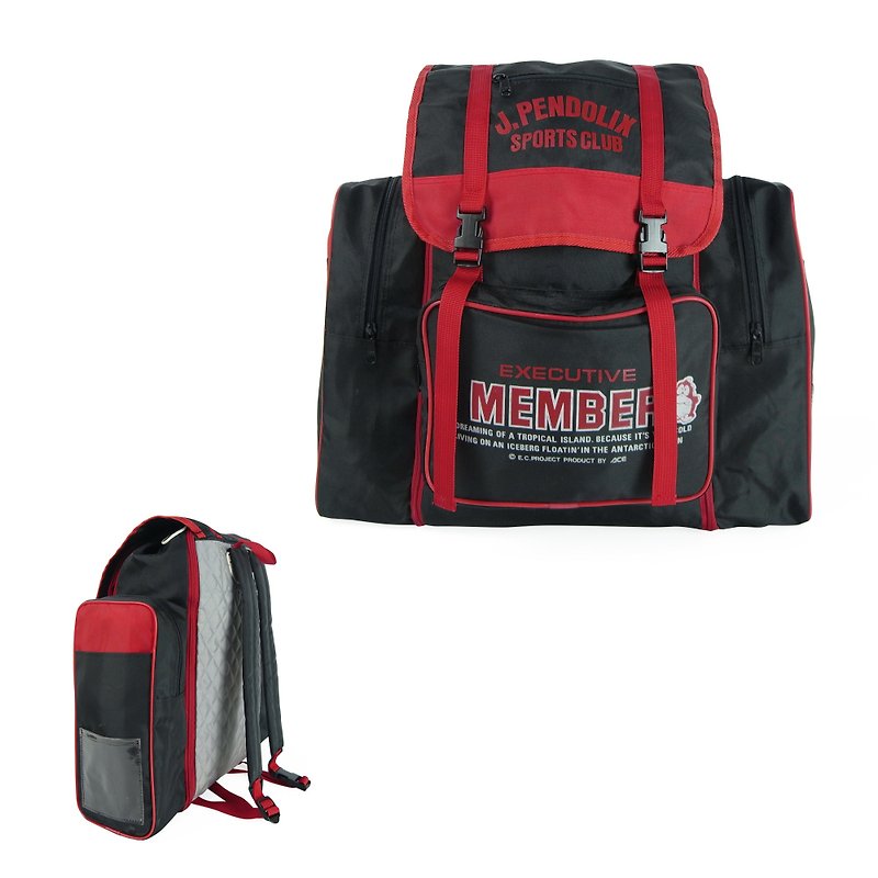 A‧PRANK :DOLLY :: Vintage VINTAGE black and red color matching backpack (B807001) - Backpacks - Waterproof Material Black