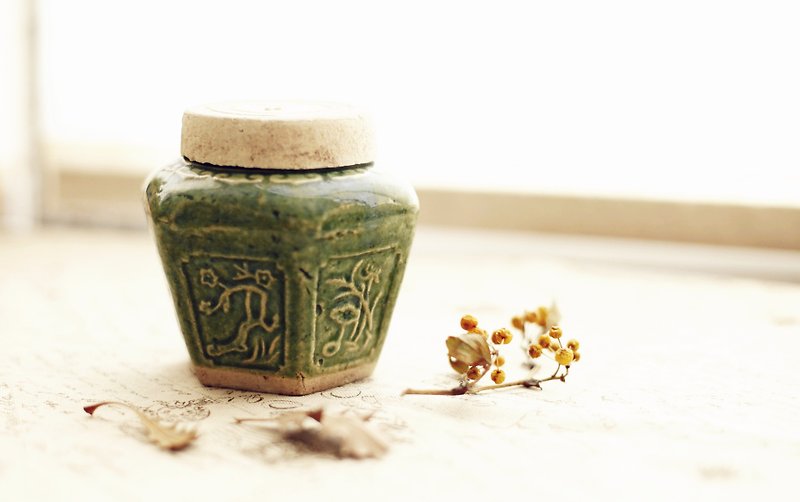 [Fetish] Good day earlier ancient piece of pickled ginger jar grandmother Netherlands - Pottery & Ceramics - Other Materials Green