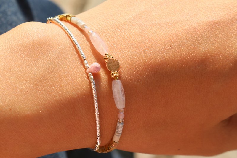 Zero yard Ling manganese mine quiet bracelet - Bracelets - Gemstone Pink