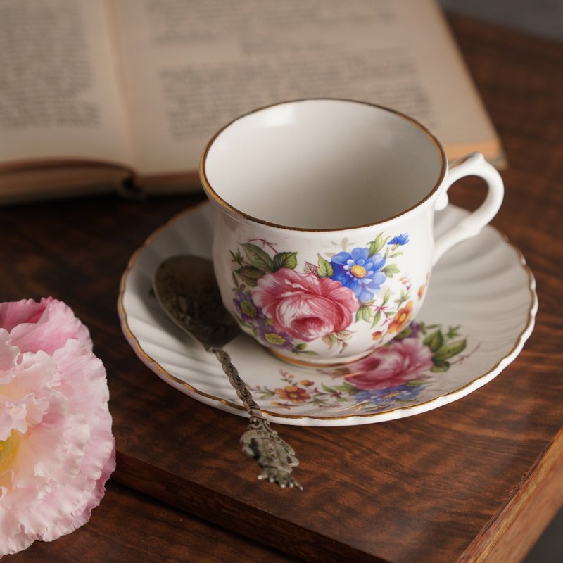1955英國Old Foley芍藥野花描金茶杯/咖啡杯組 - 茶壺/茶杯/茶具 - 陶 多色