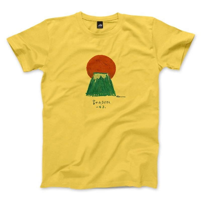 富士山 - 黃 - 中性版T恤 - 男 T 恤 - 棉．麻 