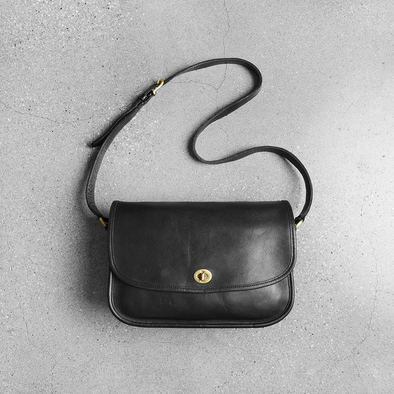 Vintage Coach Bag - Messenger Bags & Sling Bags - Genuine Leather Black