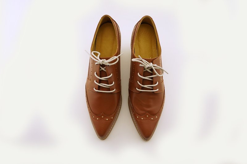 Casual pointed oxford shoes - รองเท้าอ็อกฟอร์ดผู้หญิง - หนังแท้ 