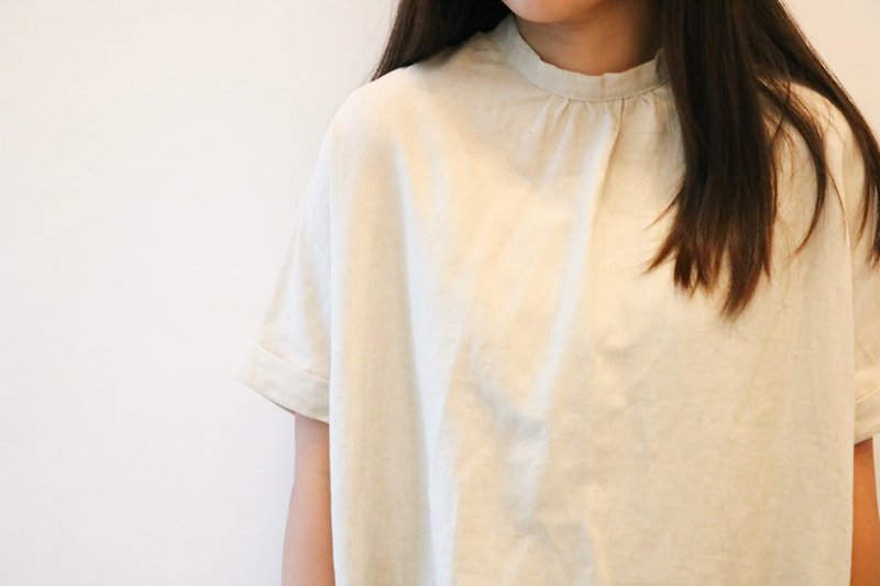 cotton and linen shirt - เสื้อผู้หญิง - ผ้าฝ้าย/ผ้าลินิน สีกากี