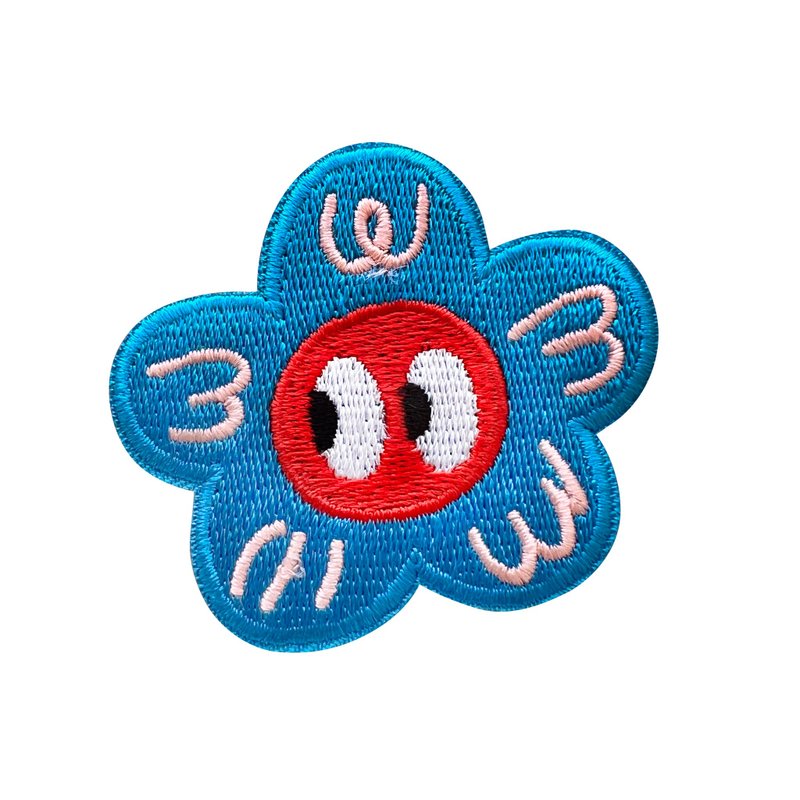 Embroidered Patch Poppy Dobby, Bag Charm, Bag Accessories - Badges & Pins - Thread Blue