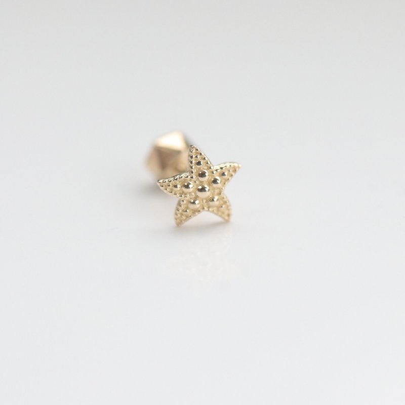 14K gold starfish bead earrings (single) ear bone and ear socket will not fade - Earrings & Clip-ons - Precious Metals Gold