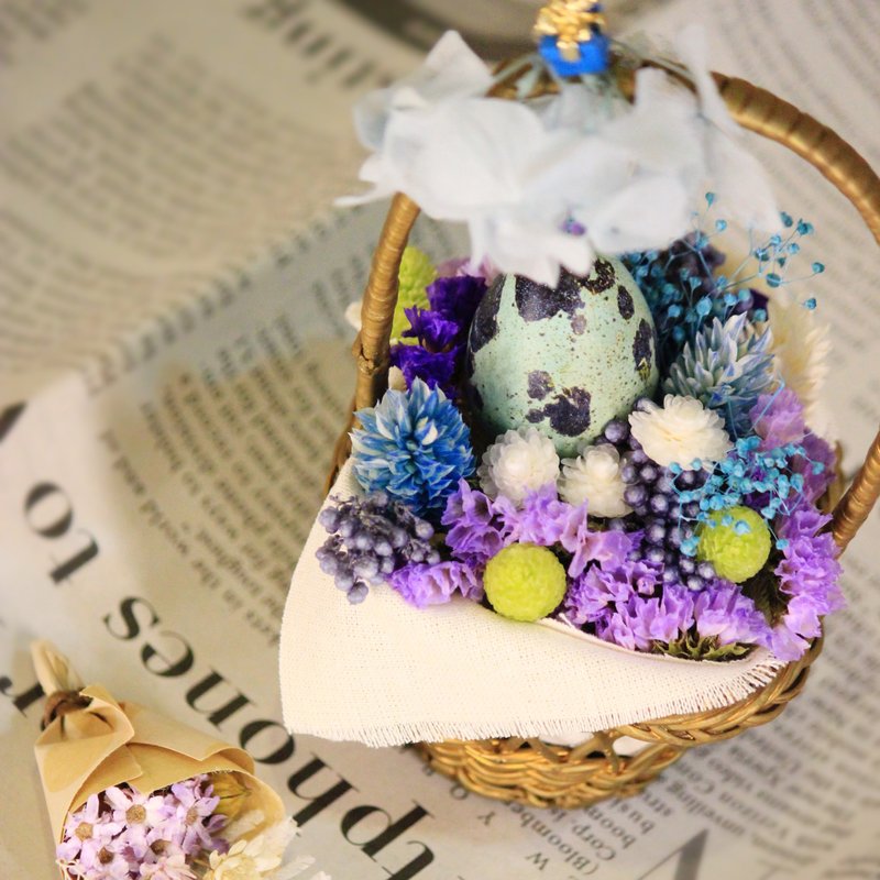 【誕生喜悅禮】袖珍祝福盆花│乾燥花│不凋花│彌月│生日│禮物│ - 盆栽/植栽 - 植物．花 藍色