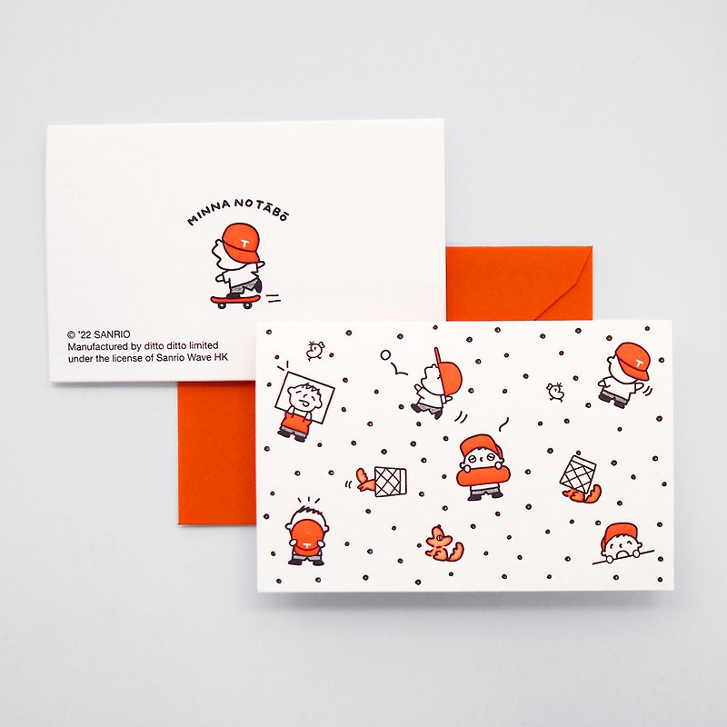 sanrio letterpress pattern card - minna no tabo - การ์ด/โปสการ์ด - กระดาษ สีส้ม