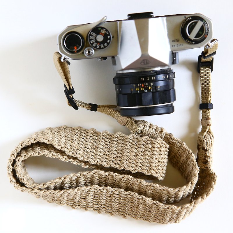 Hemp string hemp camera strap WIDE - ขาตั้งกล้อง - ผ้าฝ้าย/ผ้าลินิน สีกากี